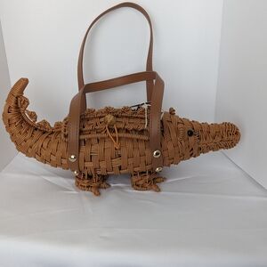 Tommy Bahama Woven Crocodile-Shaped Mini Bag in Tan